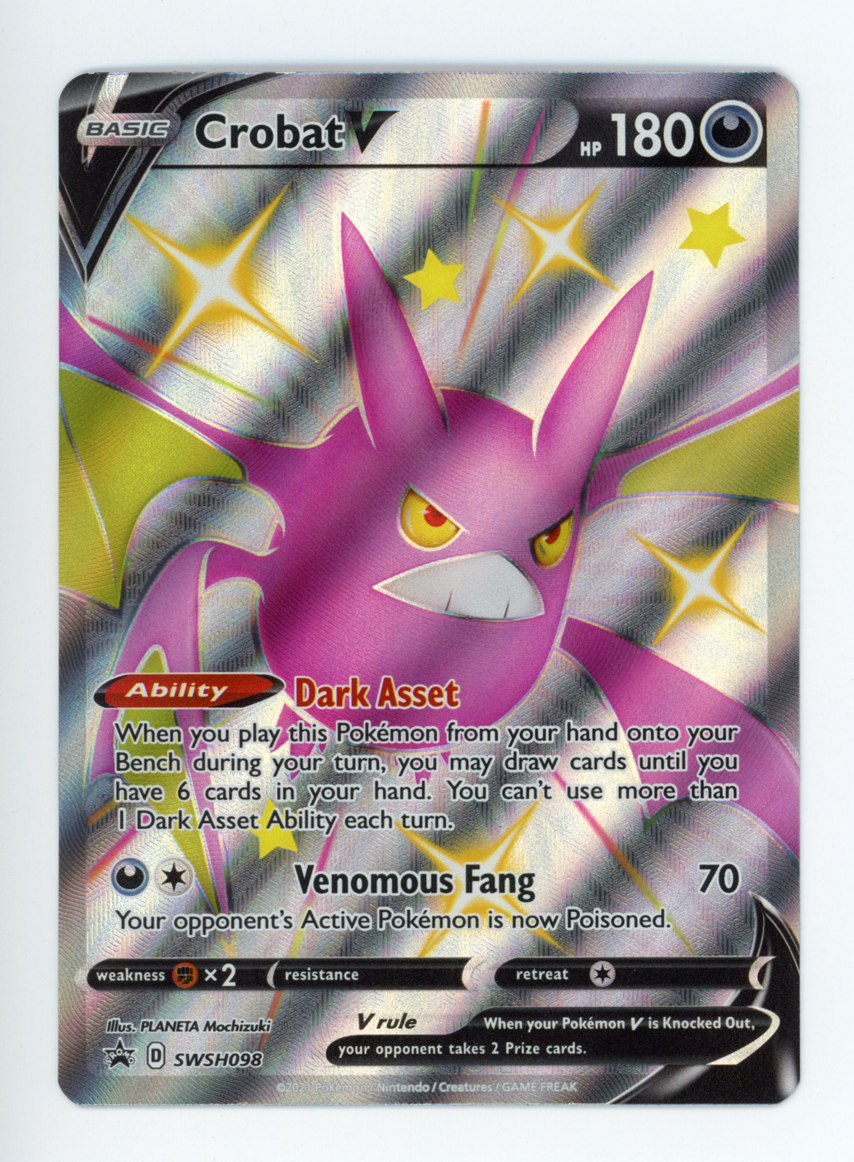 Crobat V SWSH098 Pokemon Full Art 2021 Black Star Promo