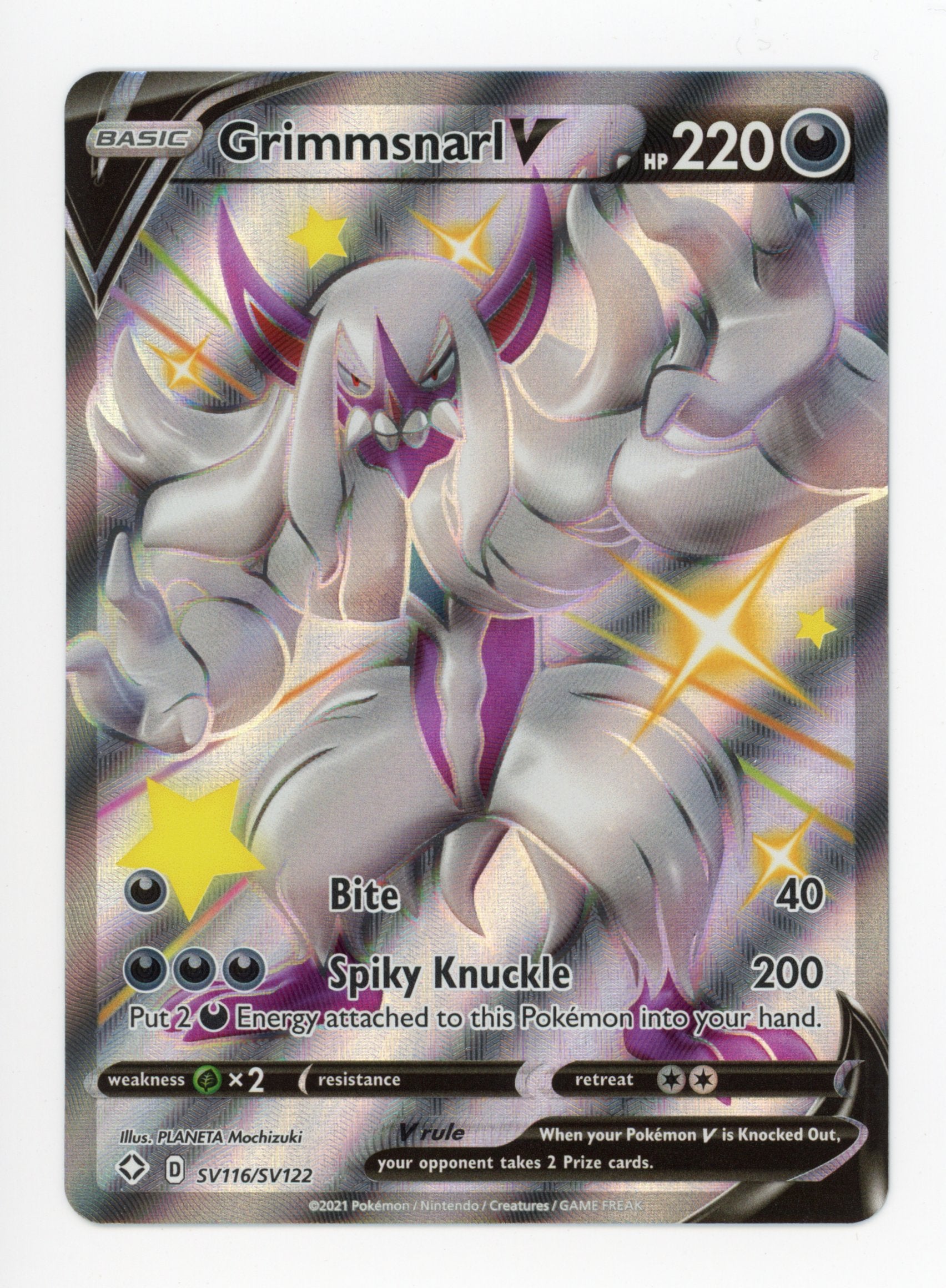 Grimmsnarl V SV116/SV122 Pokemon Full Art 2021 Shining Fates