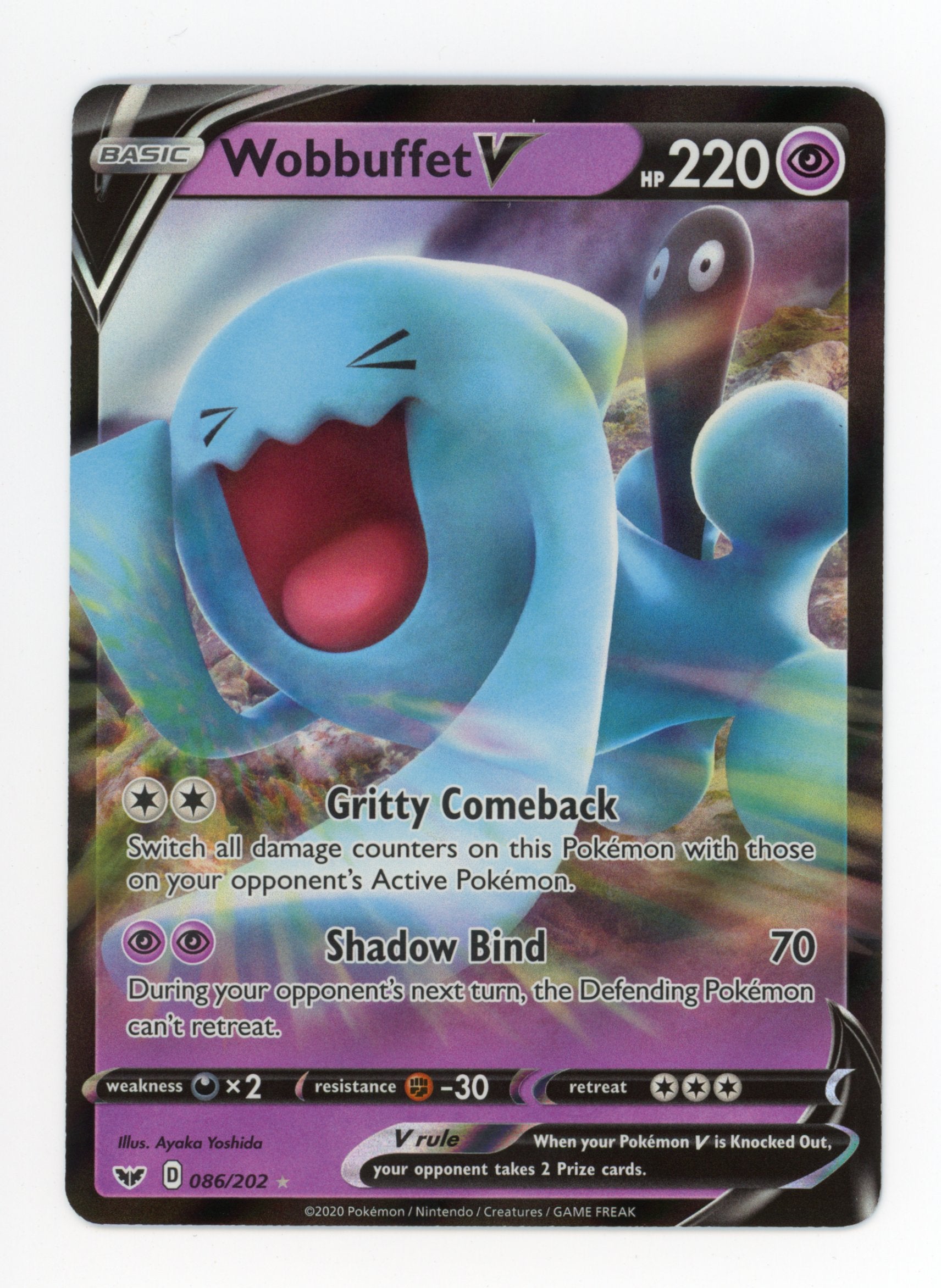 Wobbuffet V 086/202 Pokemon 2020 Full Art Sword And Shield