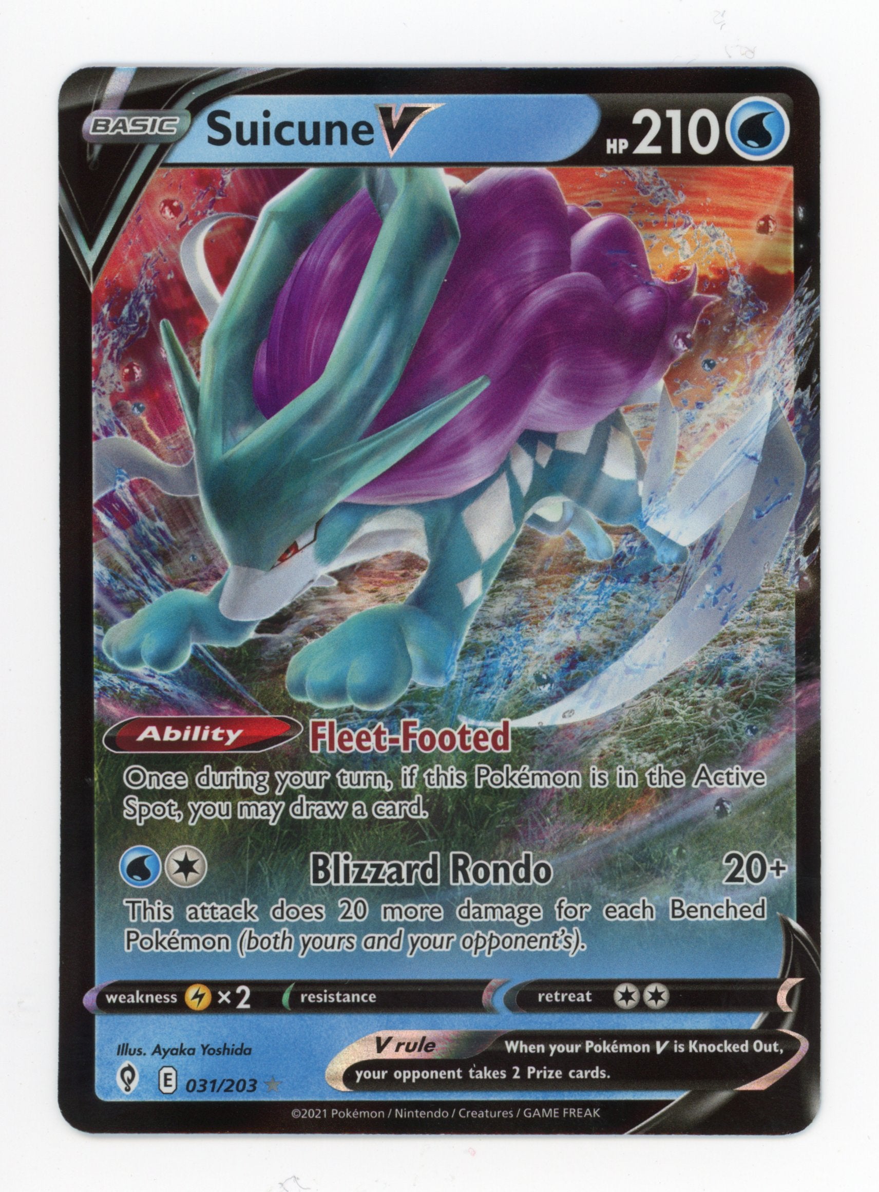 Suicune V 031/203 Pokemon 2021 Full Art Evolving Skies