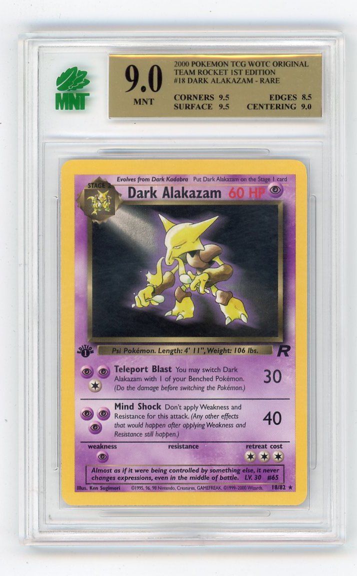 Dark Alakazam 18/82 Pokemon MNT 9 Non Holo 2000 First Edition Team Roc