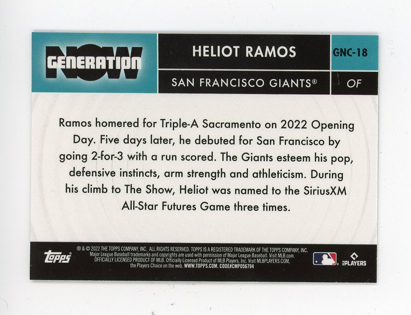 2022 Heliot Ramos Rookie Purple Topps Chrome San Francisco Giants # US