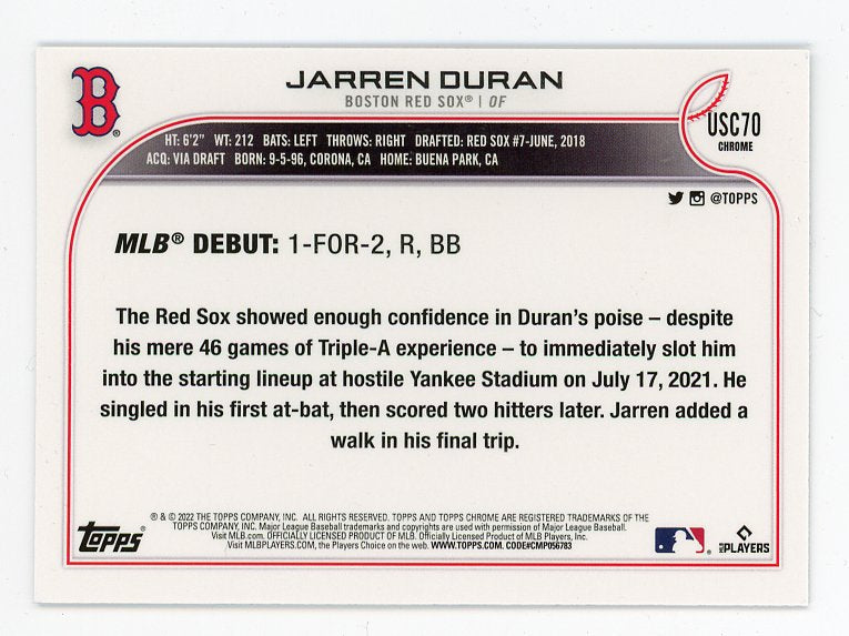Jarren Duran Baseball Paper Poster Red Sox 2