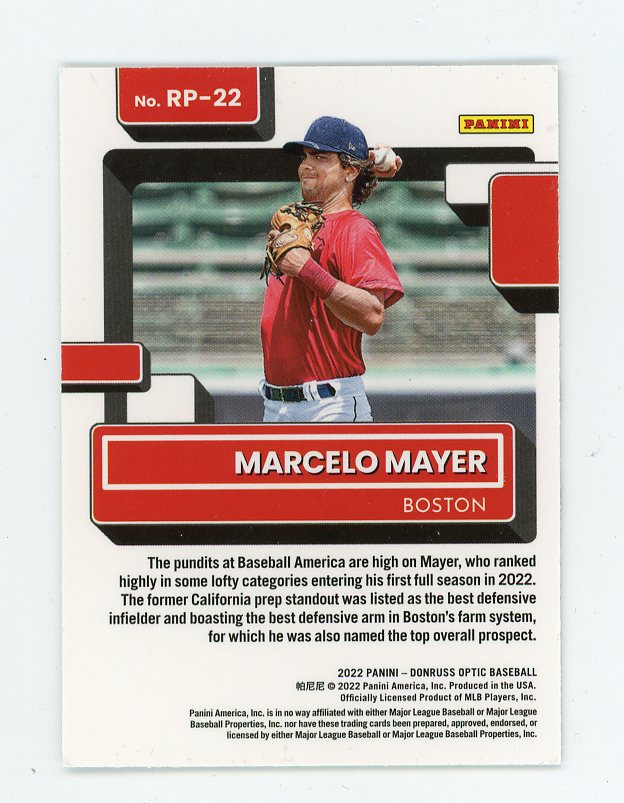 2022 Marcelo Mayer Rated Prospect Donruss Optic Boston Red Sox # RP-22