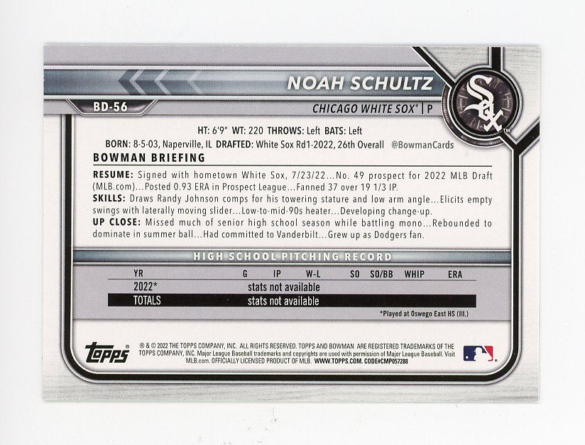 2022 Bowman Platinum Rookie Card of Gavin Sheets - White Sox