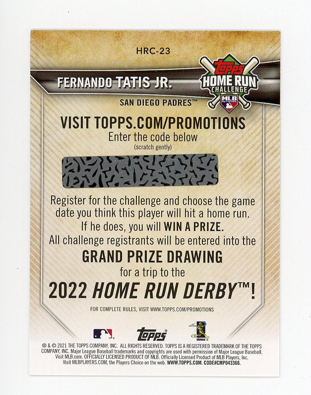 2021 TOPPS HOME RUN CHALLENGE FERNANDO TATIS JR # HRC-23 PADRES