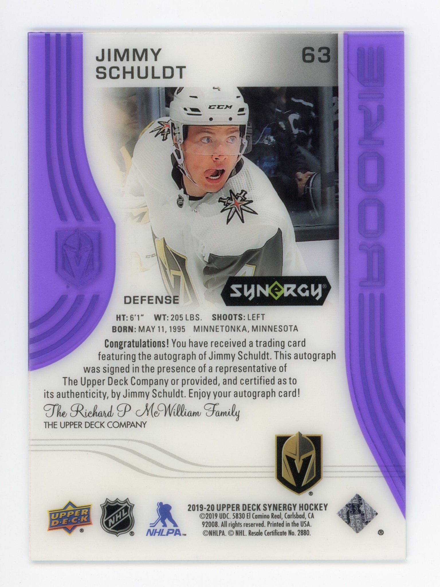 2020-2021 Shea Theodore Autograph SP Game Used Las Vegas Golden Knight