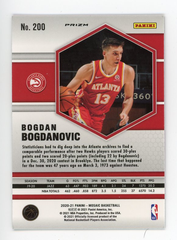 2020-2021 Bogdan Bogdanovic Pink Prizm Mosaic Panini Atlanta Hawks # 2