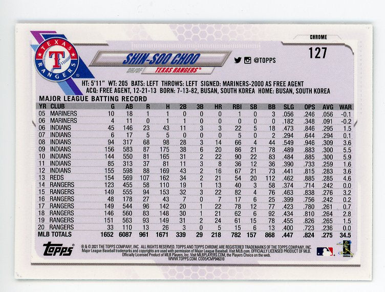 2021 Rougned Odor X-Fractor Topps Chrome Texas Rangers # 3