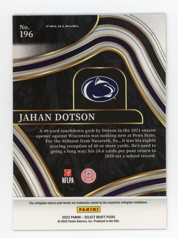 JAHAN DOTSON(PENN STATE UNIVERSITY)2022 SAGE BLACK ARTISTRY ROOKIE CARD