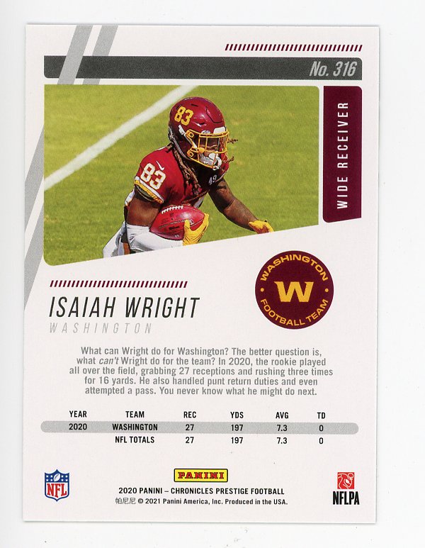 2020 Antonio Gandy-Golden Rated Rookie Optic Panini Washington Footbal