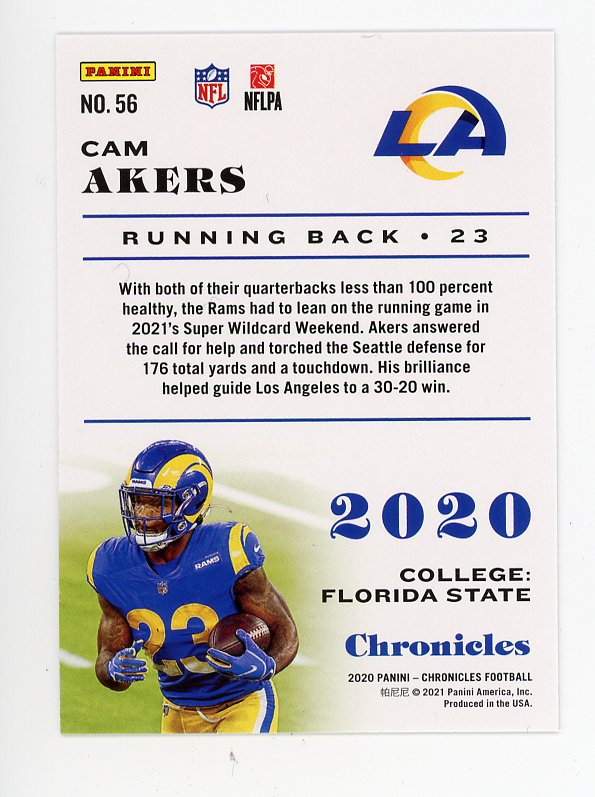 Cam Akers 2020 Panini Chronicles Gridiron Kings Rookie (Rams)