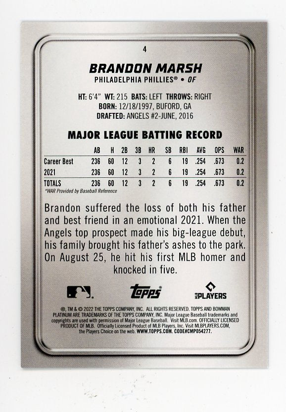 Philadelphia Phillies: Brandon Marsh 2022 - Officially Licensed